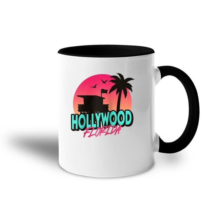 Vintage Hollywood Florida Beach Palm Trees Fl Distressed  Accent Mug