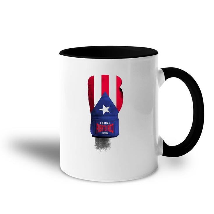 Vintage Puerto Rico Flag Boxing Gloves America Accent Mug