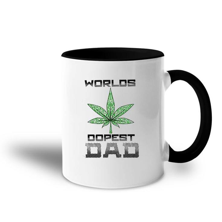 Weed Worlds Dopest Dad Funny Leaf Casual For Men Women Leaf Accent Mug