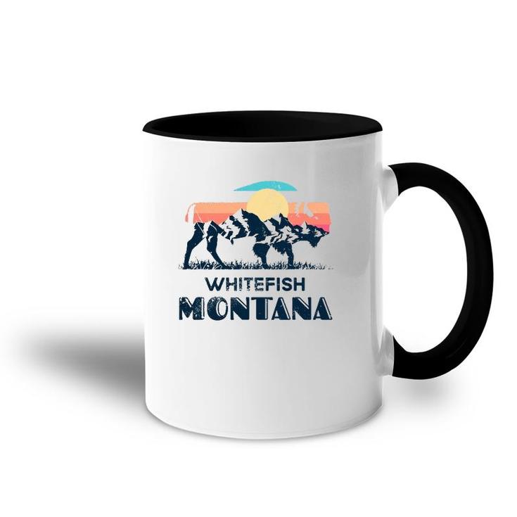 Whitefish Montana Vintage Hiking Bison Nature Accent Mug