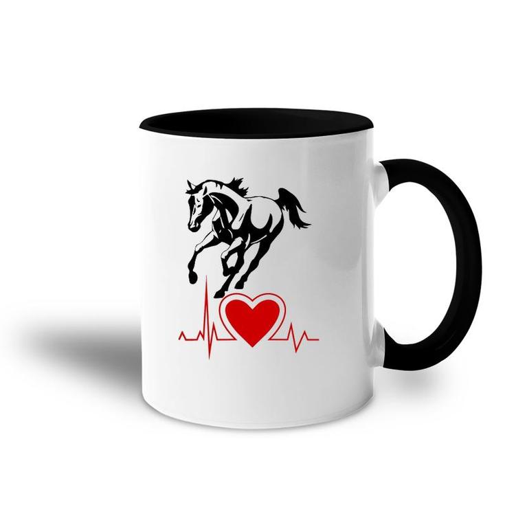 Wild Horse With Pulse Rate Rider Riding Heartbeat Accent Mug