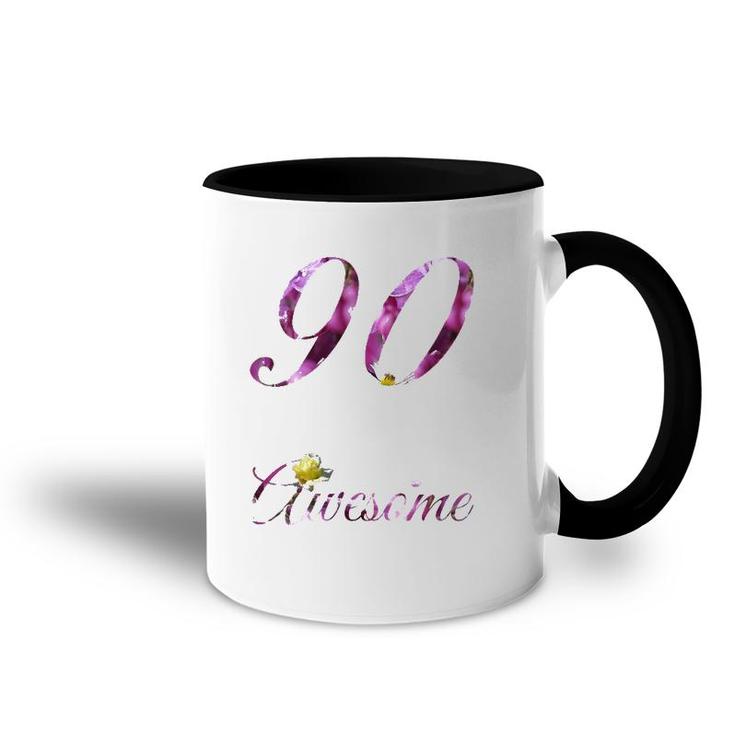 Womens 90 Years Old Awesome Floral 1932 90Th Birthday Gift Accent Mug
