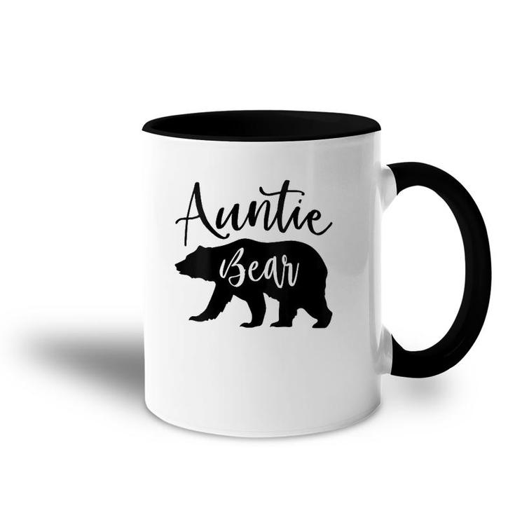 Womens Auntie Bear Mother's Day Gift V-Neck Accent Mug