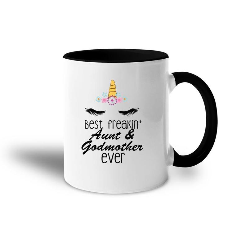 Womens Best Freakin' Aunt And Godmother Ever Unicorn Accent Mug