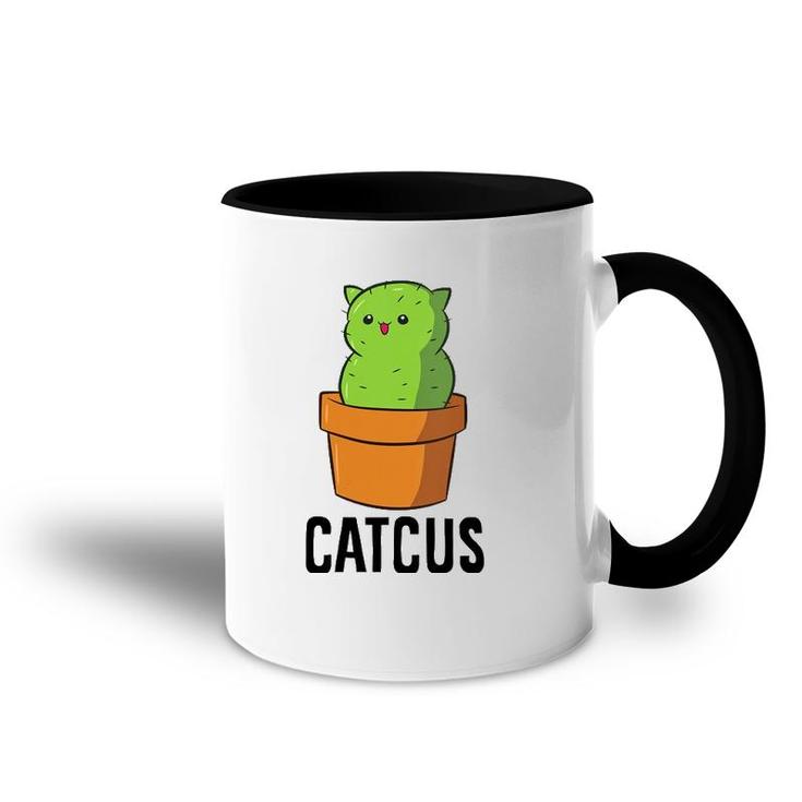 Womens Cactus Cat Mexican Cactus Cinco De Mayo Catcus V-Neck Accent Mug