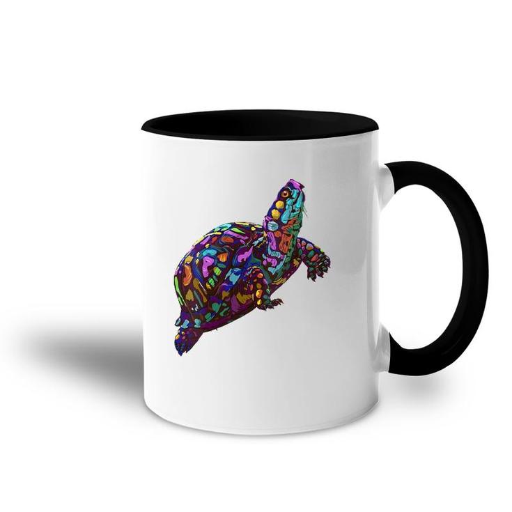 Womens Colorful Splash Eastern Box Turtle Accent Mug
