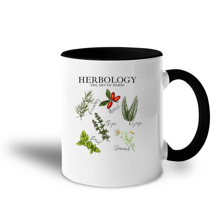 Womens Herbology The Art Of Herbs Thyme Rosemary Basil Chamomile V-Neck Accent Mug