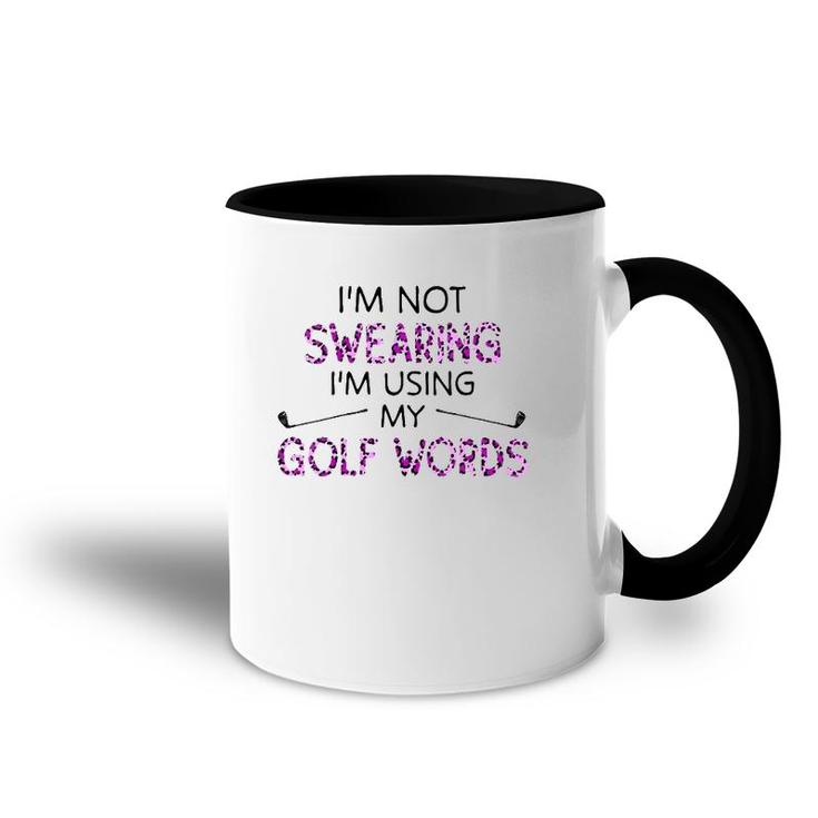 Womens I'm Not Swearing I'm Using My Golf Words Purple Leopard V-Neck Accent Mug