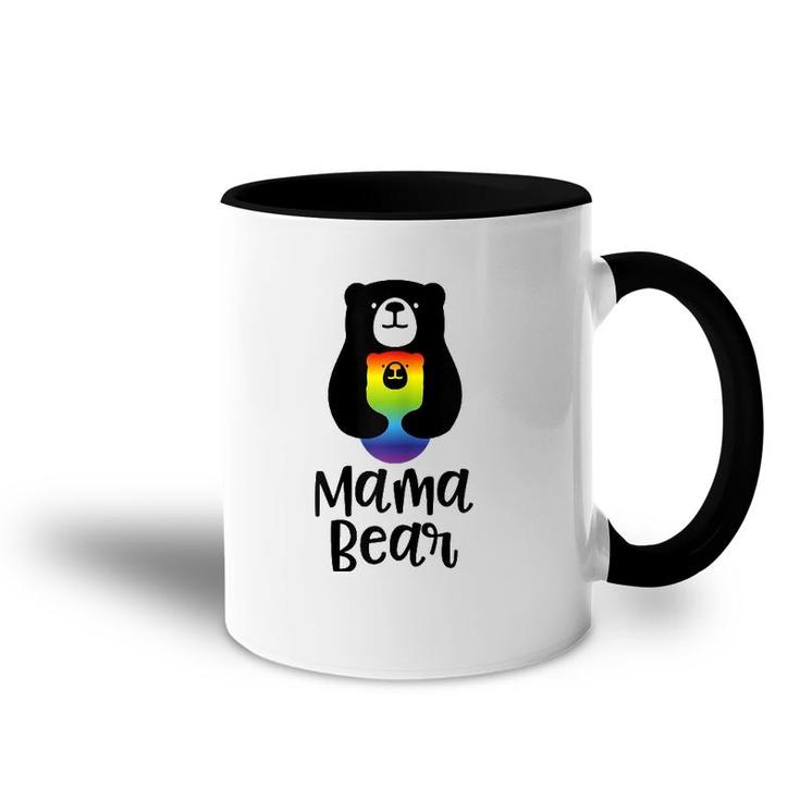 Womens Lgbt Mom Mama Bear Mothers Gift Rainbow  Accent Mug