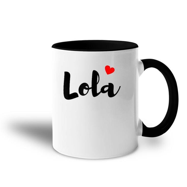 Womens Lola Red Heart Grandmother Filipino Black Text Accent Mug