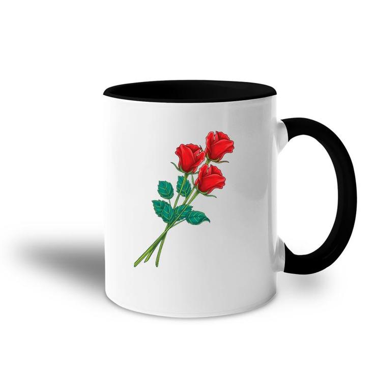 Womens Long Stem Red Roses Mother's Day Floral Anniversary Accent Mug