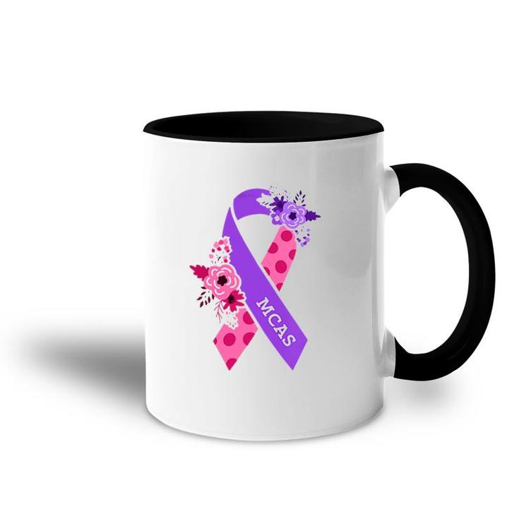 Womens Mcas Mast Cell Activation Syndrome Awareness Ribbon Pocket V-Neck Accent Mug