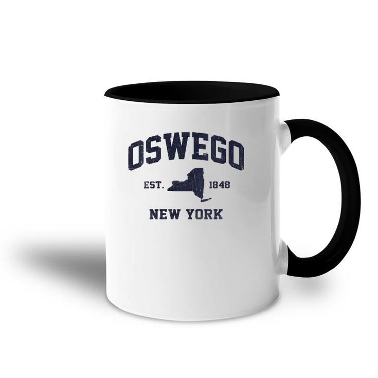 Womens Oswego New York Ny Vintage State Athletic Style V-Neck Accent Mug