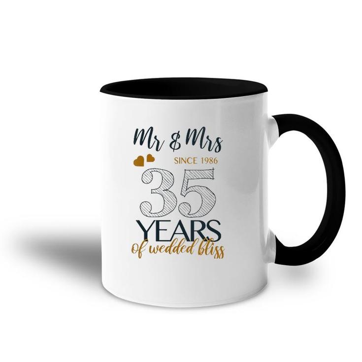 Womens Romantic Mr & Mrs Since 1986 35Th Wedding Anniversary V-Neck Accent Mug