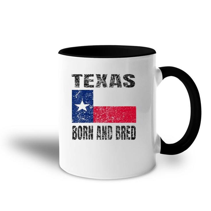 Womens Texas Born And Bred - Vintage Texas Flag V-Neck Accent Mug