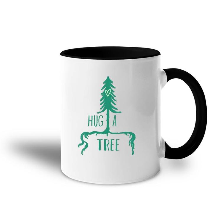 Womens Tree  - Tree With Heart Graphic Hug A Tree  Accent Mug
