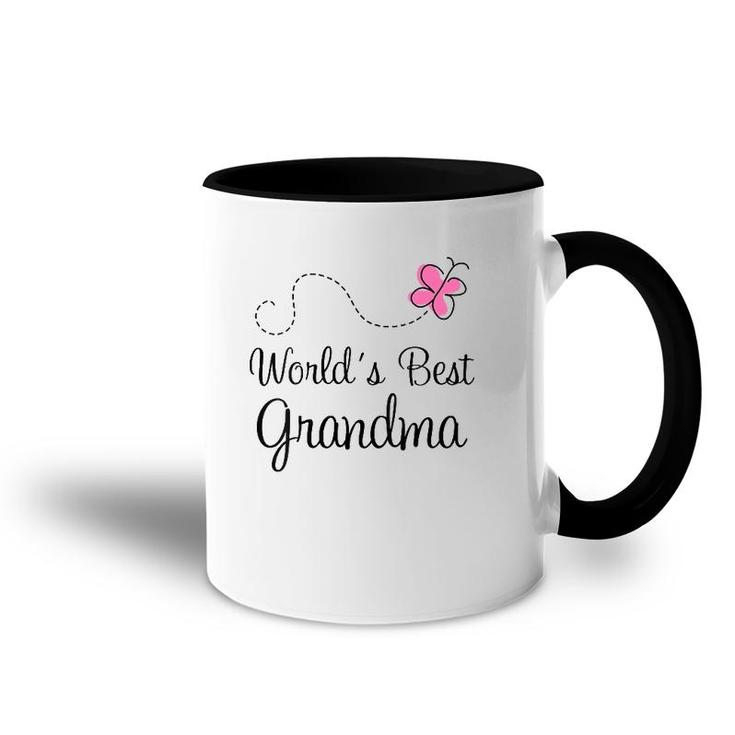 Womens World's Best Grandma Gift For Grandmother V-Neck Accent Mug