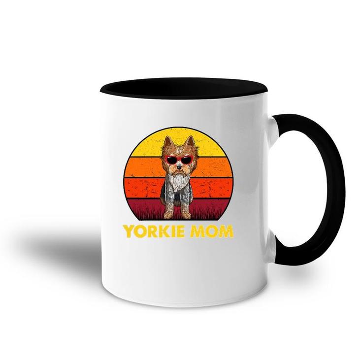 Womens Yorkie Mama Retro Vintage Yorkshire Terrier Yorkie Mom Accent Mug