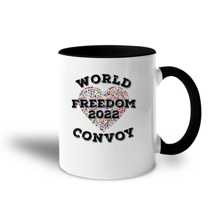 World Freedom 2022 Convoy Classic Canadian Truckers Support Accent Mug