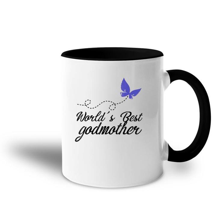 World's Best Godmother - Butterfly Godmom God Mother Accent Mug