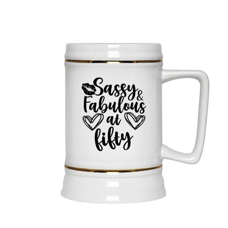 50Th Birthday Gift Awesome Sassy And Fabulous At Fifty Ceramic Beer Stein