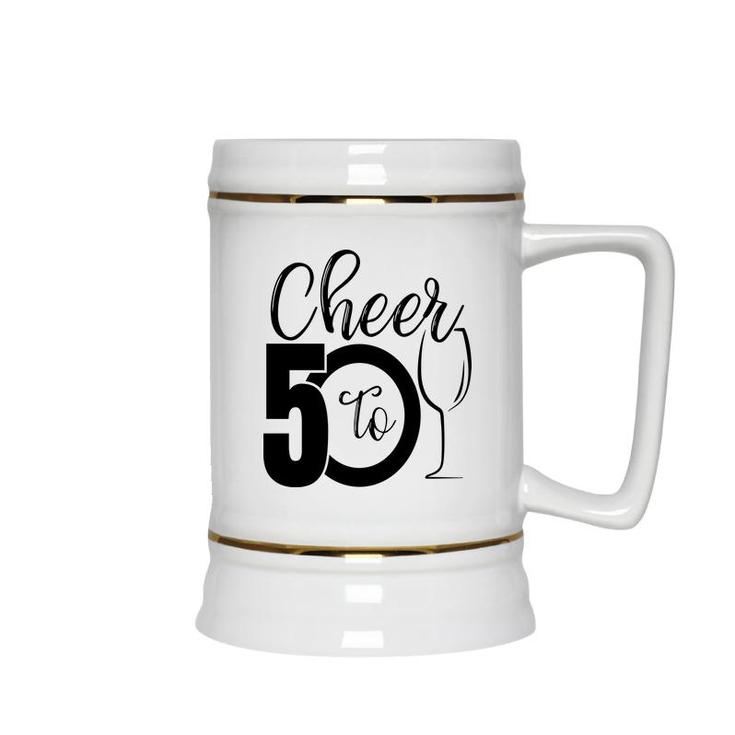 50Th Birthday Gift Cheer To 50 Birthday Party Ceramic Beer Stein