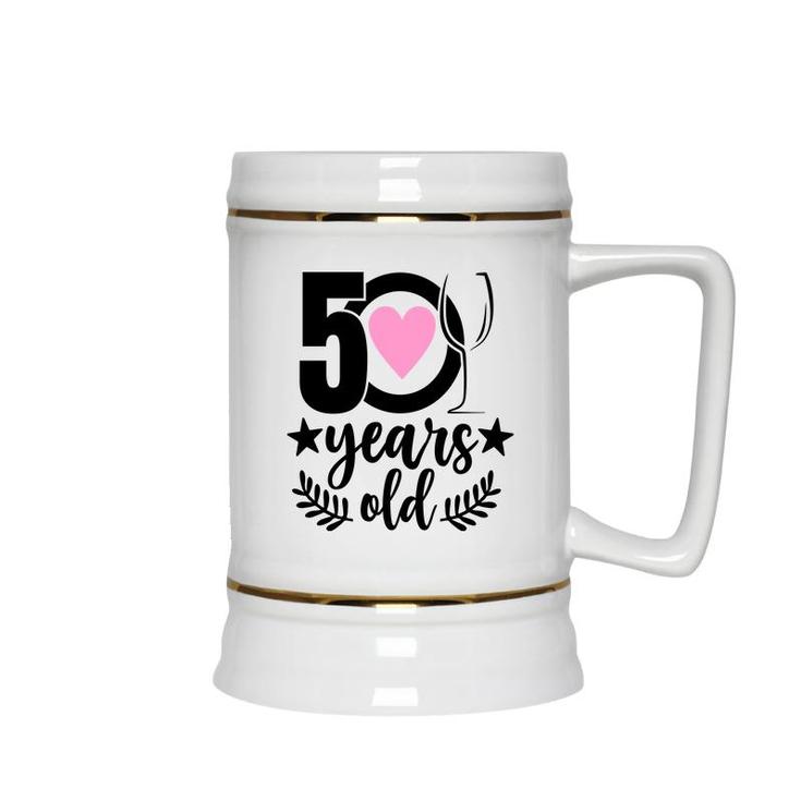50Th Birthday Gift Happy Birhtday 50 Years Old Ceramic Beer Stein