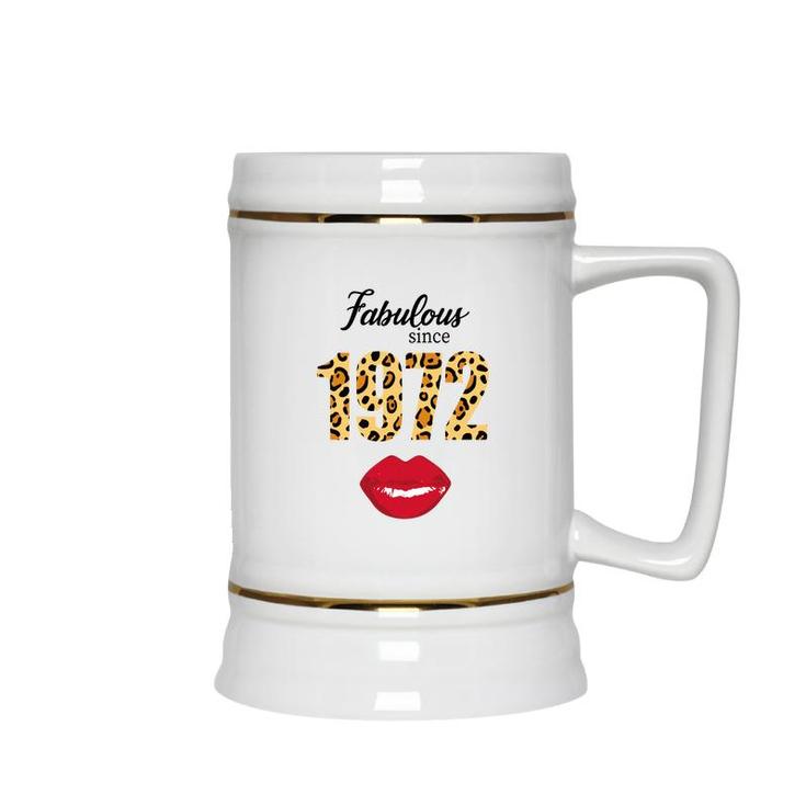 50Th Birthday Gift Happy Fabulous Since 1972 Leopard Lips Ceramic Beer Stein
