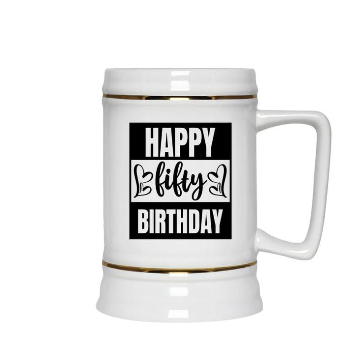50Th Birthday Gift Happy Fifty Birthday Awesome Idea Ceramic Beer Stein