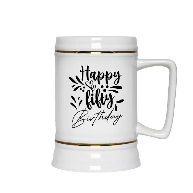 50Th Birthday Gift Happy Fifty Birthday Party Ceramic Beer Stein