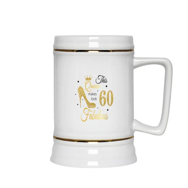 60 Gold With Black 60Th Birthday Ceramic Beer Stein