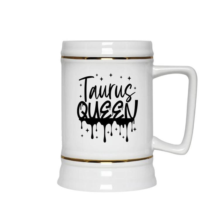 April Women Taurus Queen Glitter Black Birthday Gift Ceramic Beer Stein