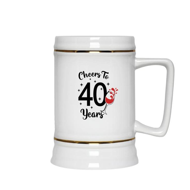 Cheers To 40 Years Happy 40Th Birthday Ceramic Beer Stein