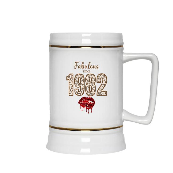 Fabulous Since 1982 Red Lips 40Th Birthday Ceramic Beer Stein