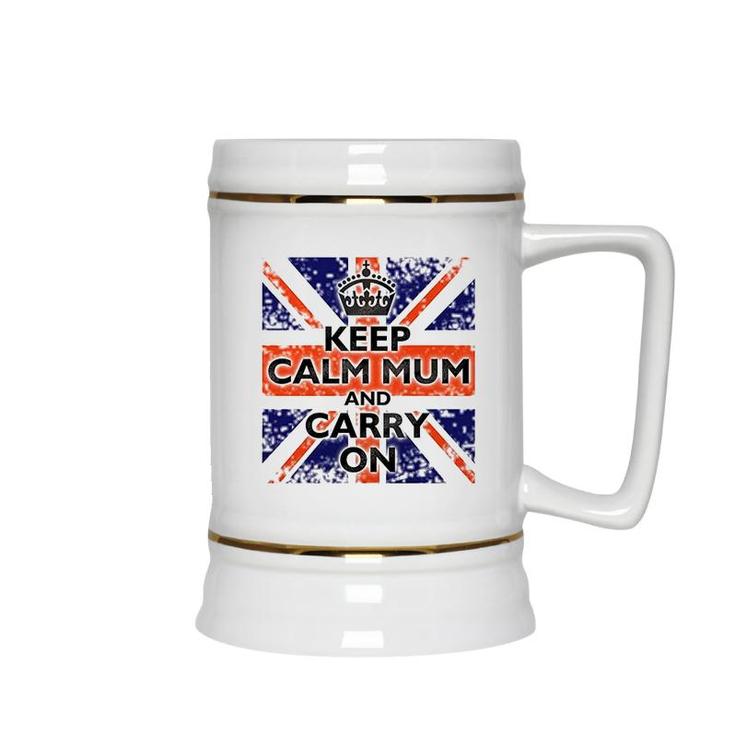 Keep Calm Mum And Carry On British Flag Ceramic Beer Stein