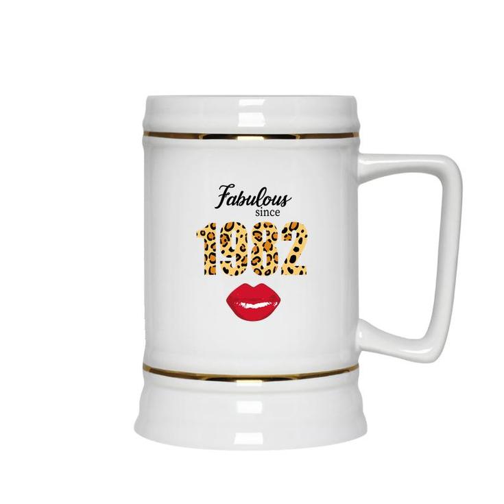 Leopard Red Lips Fabulous Since 1982 Happy 40Th Birthday Ceramic Beer Stein