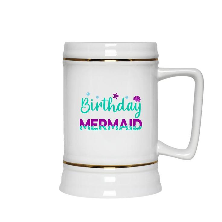 Mermaid Matching Family Birthday Blue Purple Ceramic Beer Stein