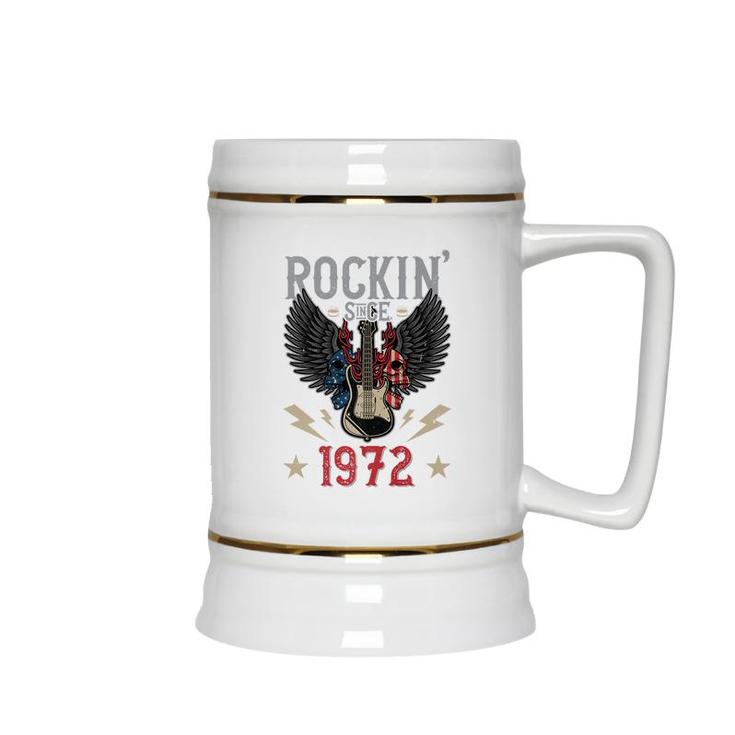 Rockin Since 1972 T  Rock N Roll Lovers 50Th Birthday Premium  Ceramic Beer Stein