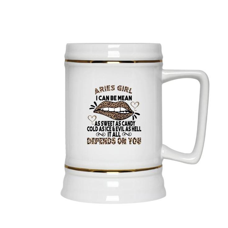 Sweet As Candy Cold As Ice Aries Leopard Aries Girls Birthday Gift Ceramic Beer Stein