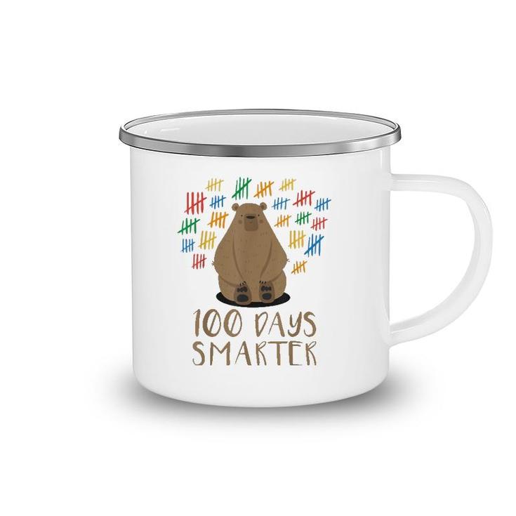 100 Days Of School Bear 100 Days Smarter Tee Camping Mug