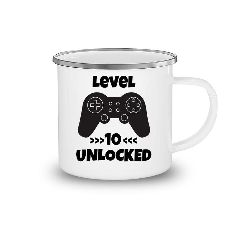 10Th Birthday 10 Years Old Level 10 Unlocked Gamer Camping Mug