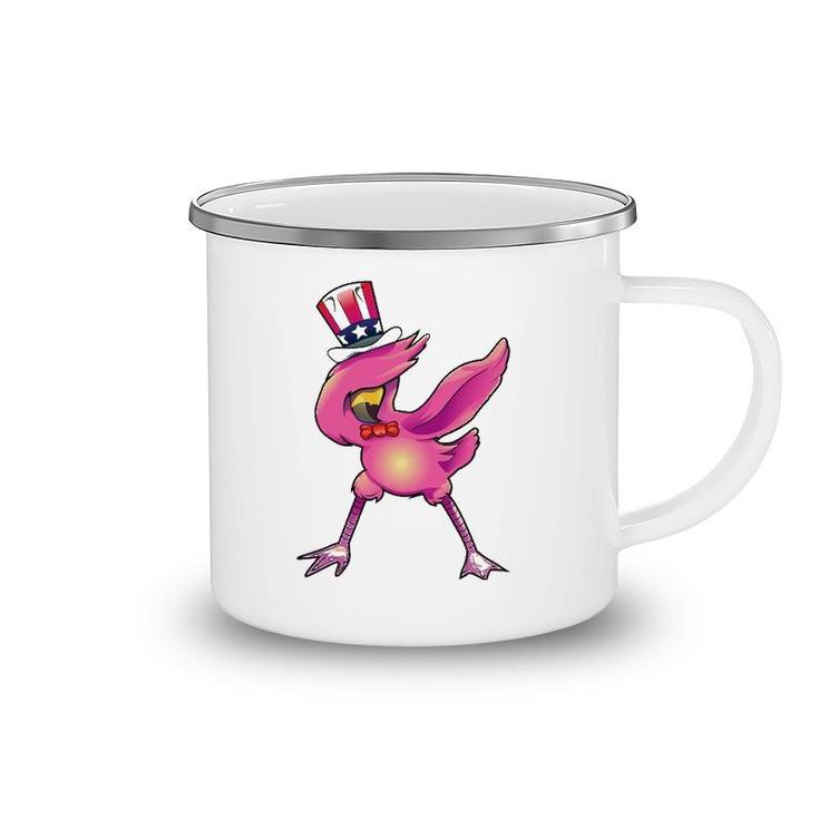 4Th Of July Dabbing Flamingo  Funny American Flag Camping Mug