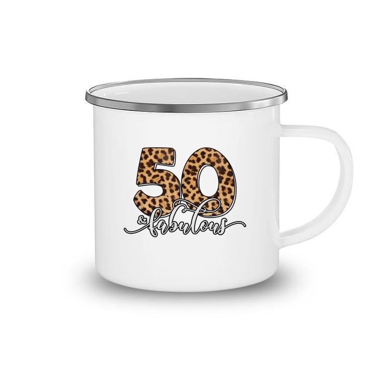 50Th Birthday Fabulous 50 Years Old Cool Leopard Birthday  Camping Mug