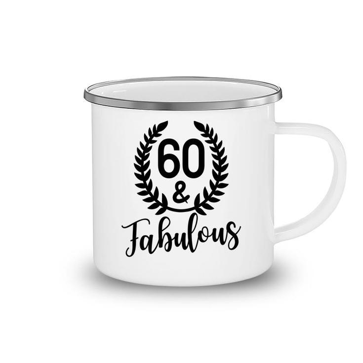 60Th Birthday 60 Fabulous Leaf Circle Gift Camping Mug