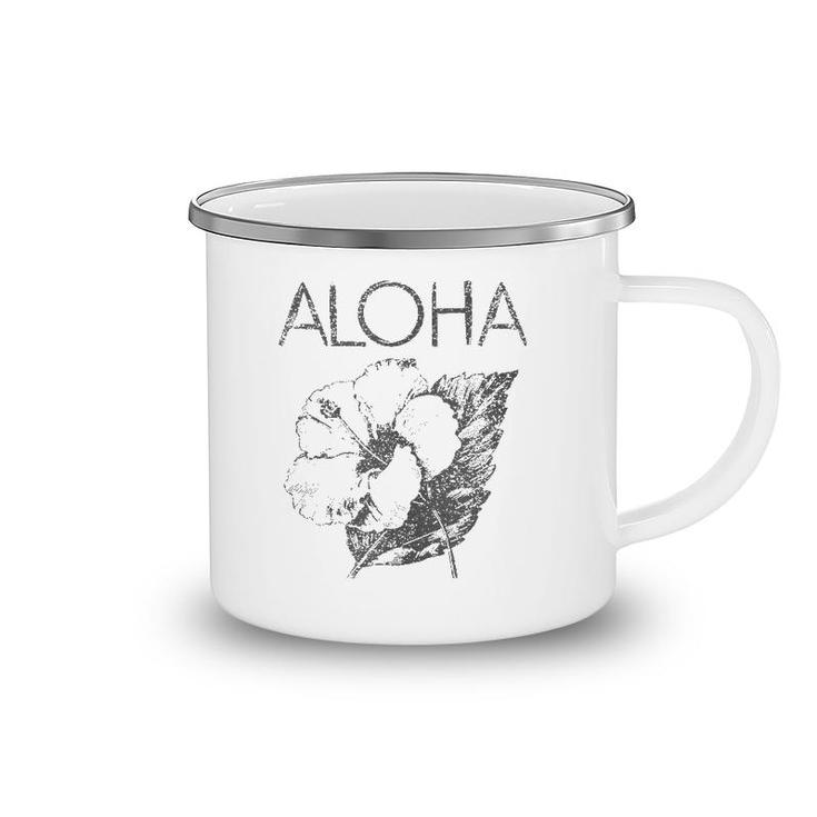 Aloha Hawaiian Flower Old School Hawaii  Camping Mug