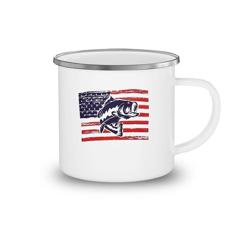 America Flag Fishing Camping Mug