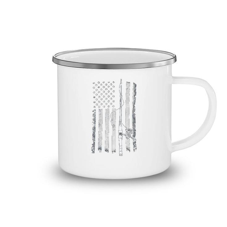 American Flag Fishing Camping Mug