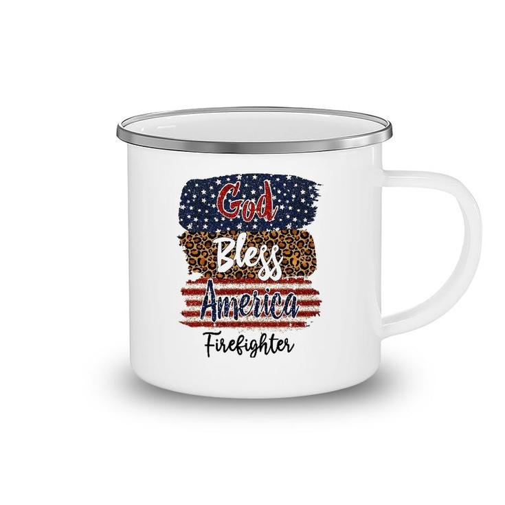 American Usa Flag God Bless America Firefighter 4Th Of July Camping Mug