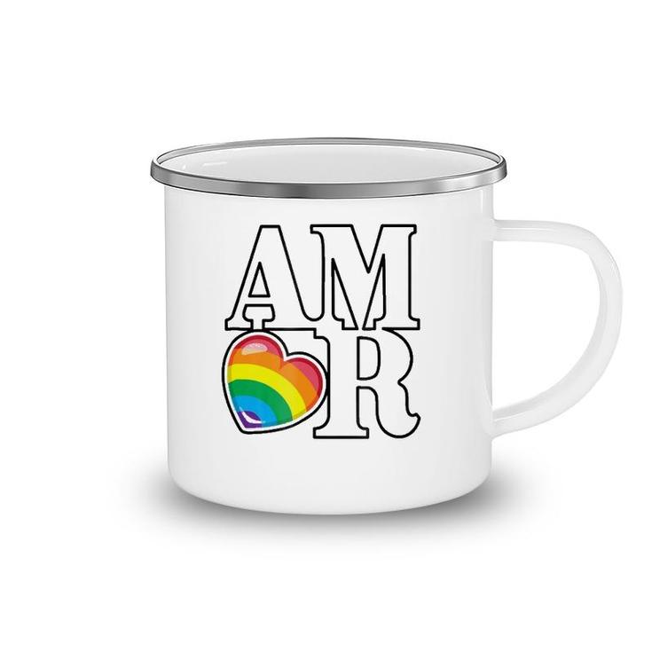 Amor Rainbow Heart Love Camping Mug
