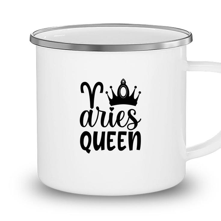 Aries Girl Black Crown For Cool Queen Black Art Birthday Gift Camping Mug